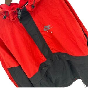Nike Air Mens Red Black Colorblock Anorak Windbreaker Pullover CJ4834-657